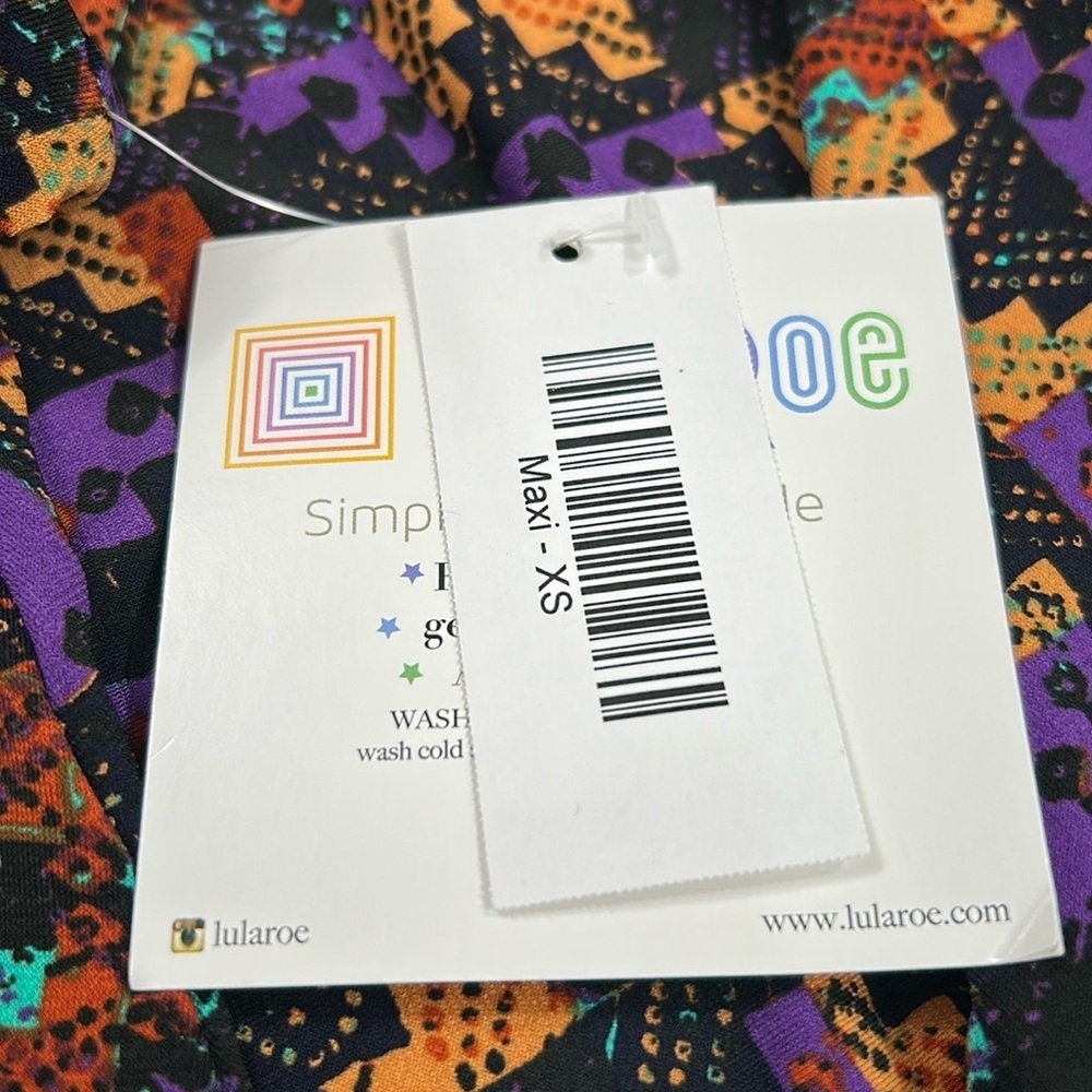 LuLaRoe XS Colorful Maxi Skirt Abstract Print Black Base Convertible Dress NWT - Picture 6 of 7